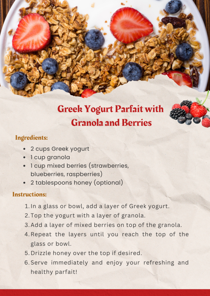 costco meal plan - greek yogurt parfait with granola and berries